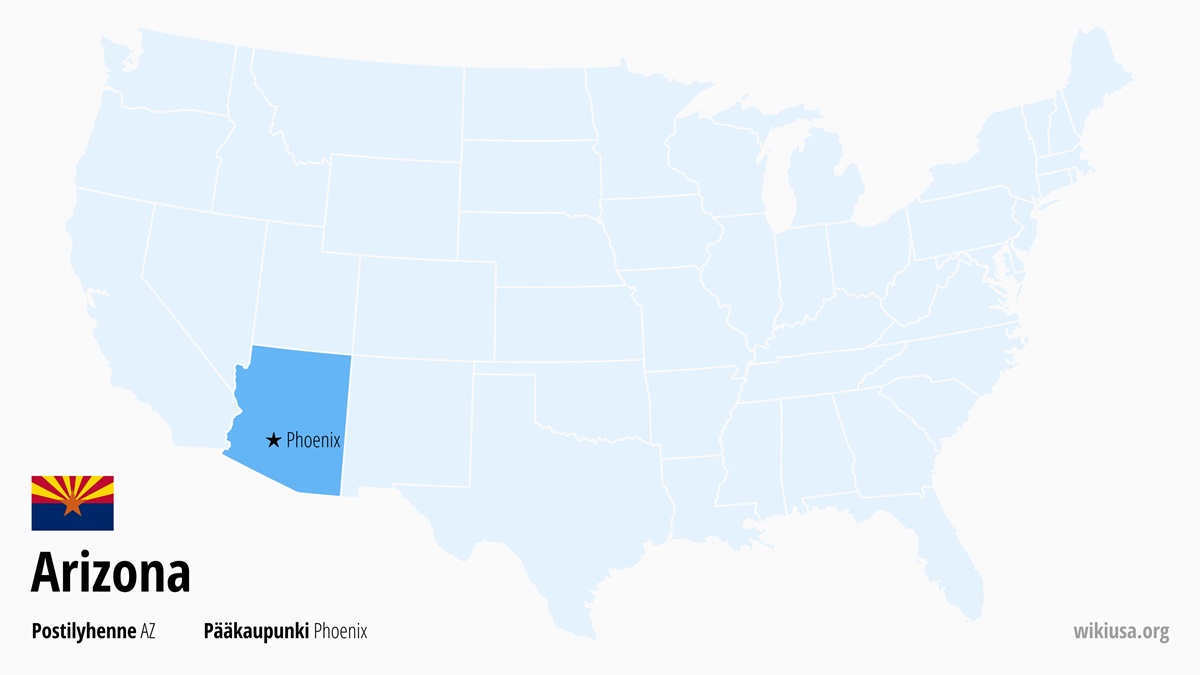 Arizona osavaltion kartta | Missä Arizona sijaitsee? | Arizona (osavaltio) – faktat, sää, matkaopas ja kartta