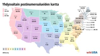 Yhdysvaltojen postinumerot – kartta, ZIP-koodijärjestelmä